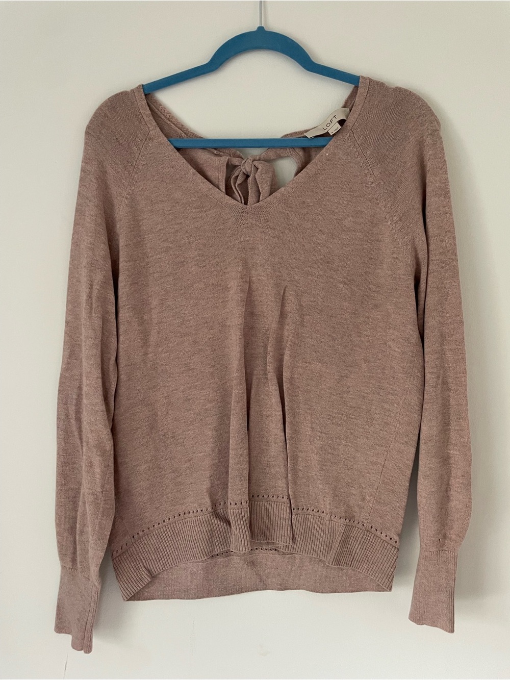 LOFT Dusty Mauve V-Neck Tie-Back Sweater